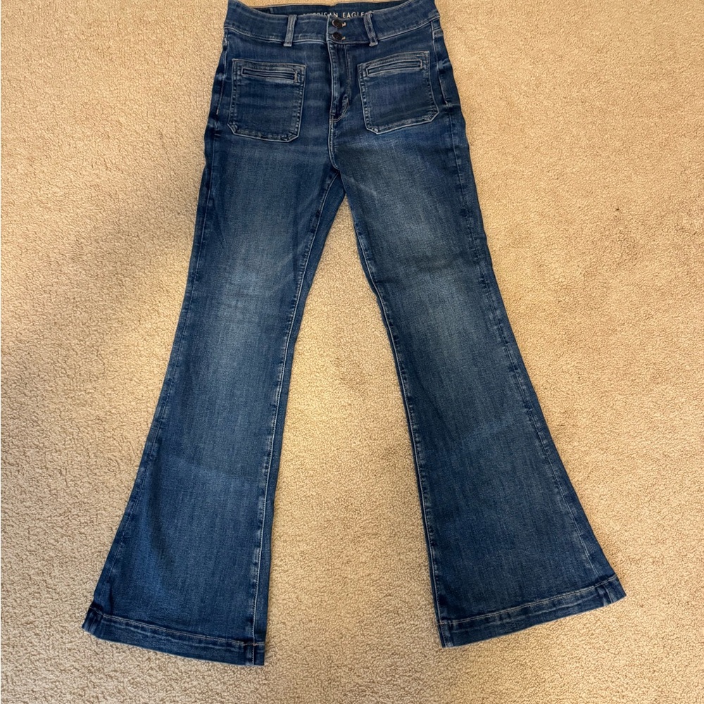 Aerie Dark Blue Flare Jeans